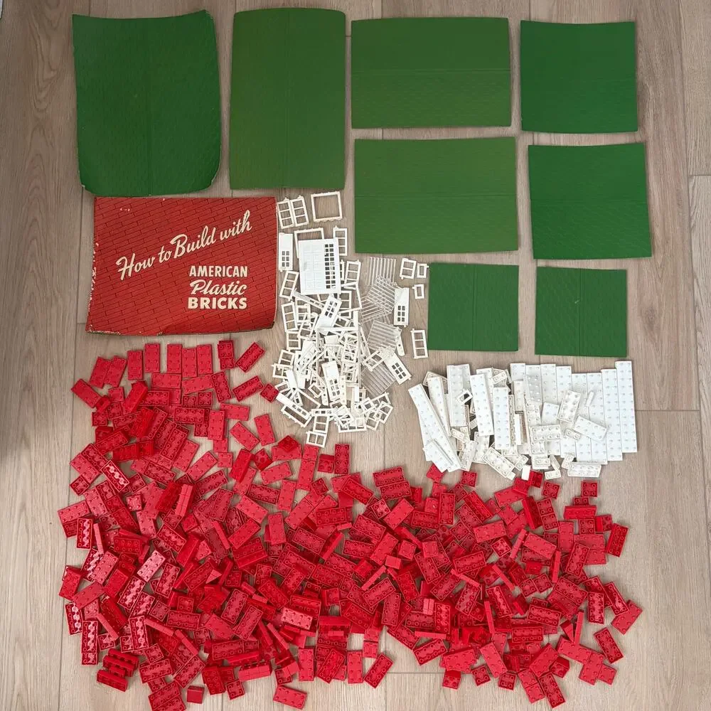 Vintage Elgo American Plastic Bricks Lot 1953 Set 4 lbs w Booklet Building Toy